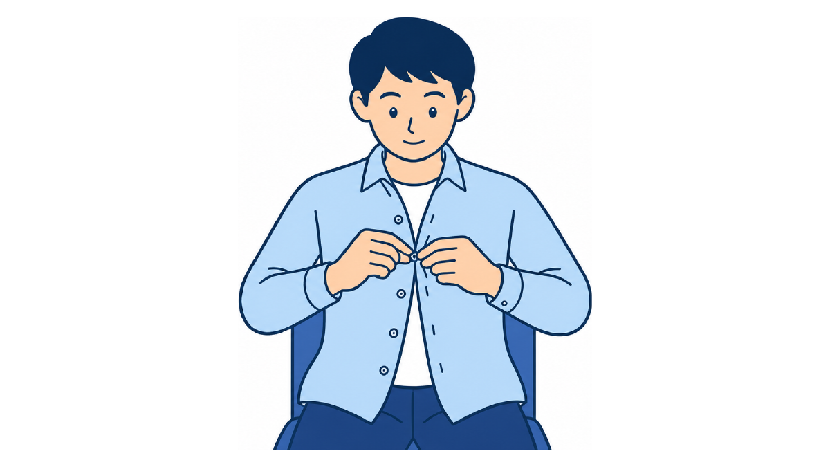 ボタンの留め外しのイラスト(文字なし)|衣服のボタンを留め外しする手指動作のイラストです