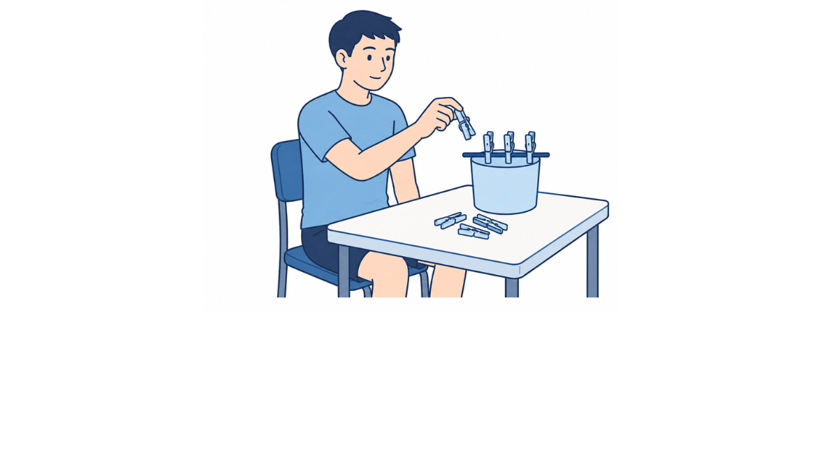 洗濯ばさみつまみのイラスト(文字なし)|洗濯ばさみを指先でつまむ練習のイラストです