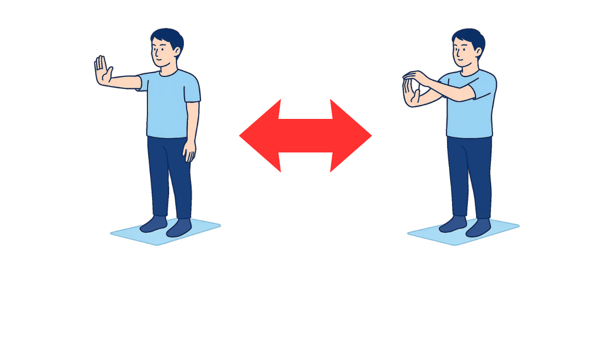 前腕のストレッチのイラスト(文字なし)|前腕の屈筋群・伸筋群をストレッチする運動です