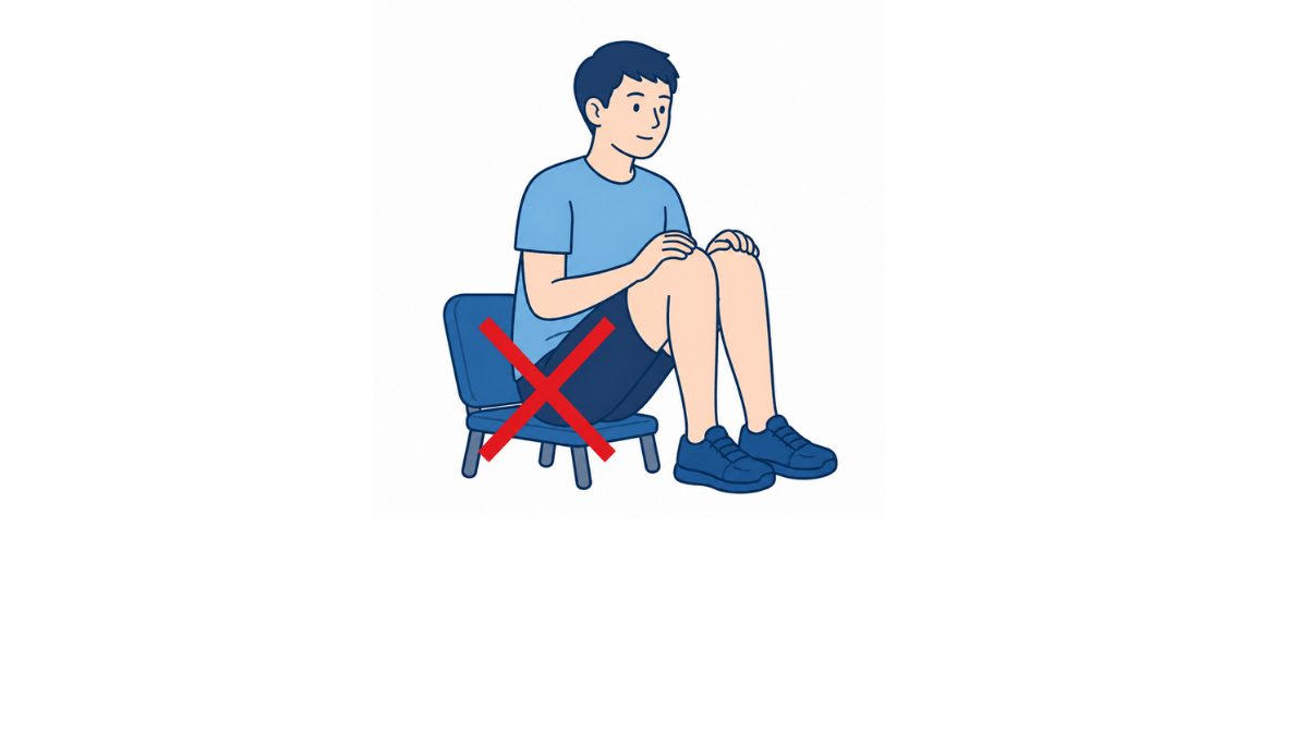 低い椅子に座る(NG例)のイラスト(文字なし)