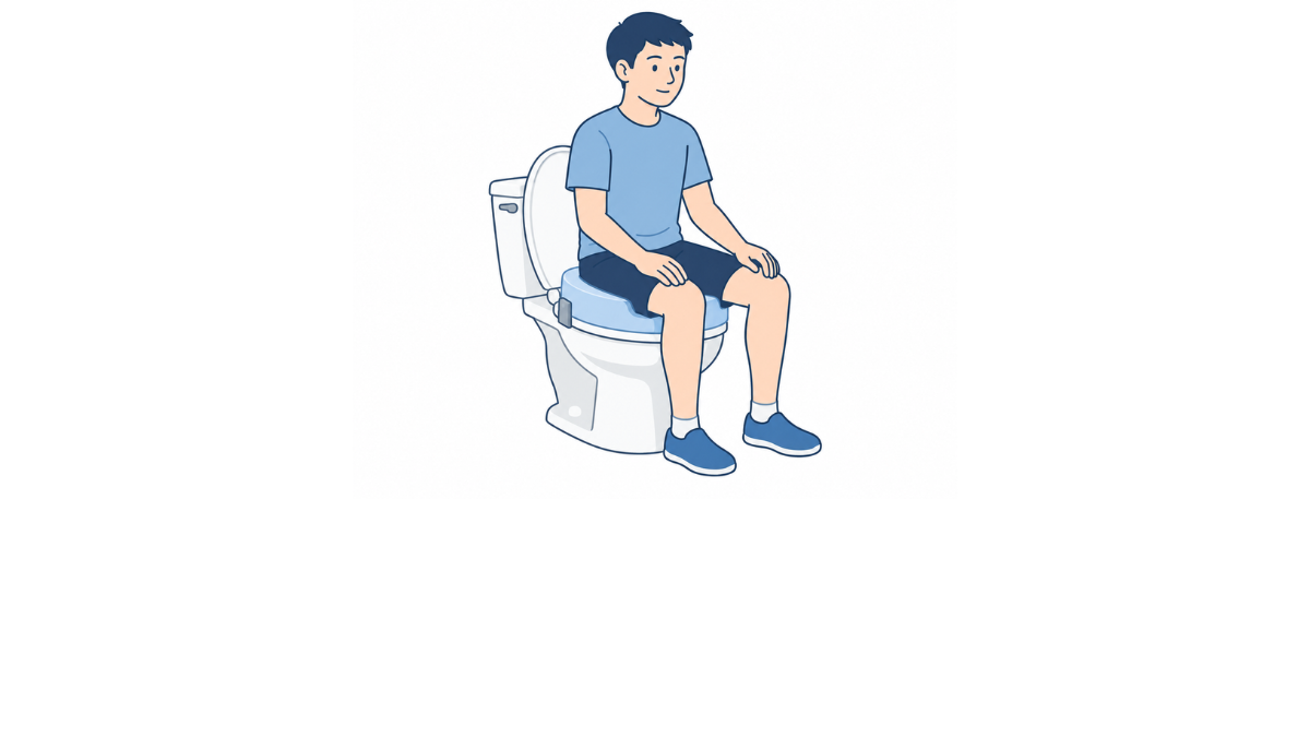 補高便座の使い方のイラスト(文字なし)|補高便座の使い方を説明する福祉用具・自助具のイラストです