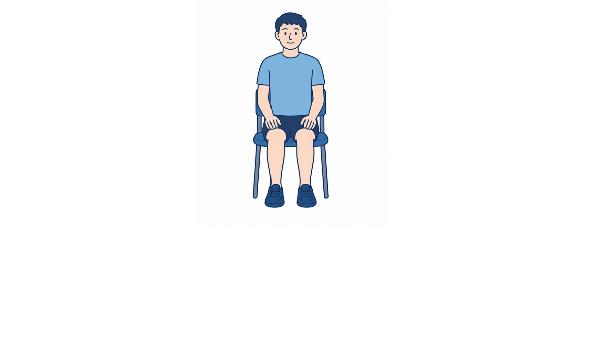 椅子での正しい座り方のイラスト(文字なし)|椅子に座った正しい姿勢を示すイラストです