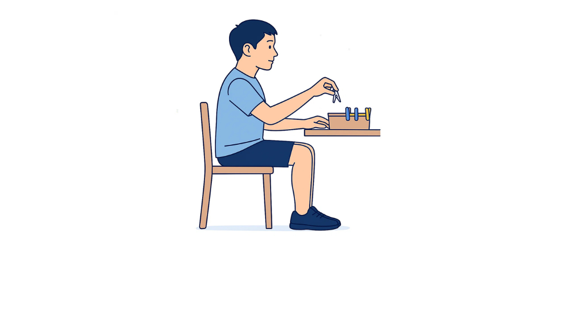 ペグ操作-側方のイラスト(文字なし)|洗濯ばさみを使った手指の巧緻性訓練のイラストです