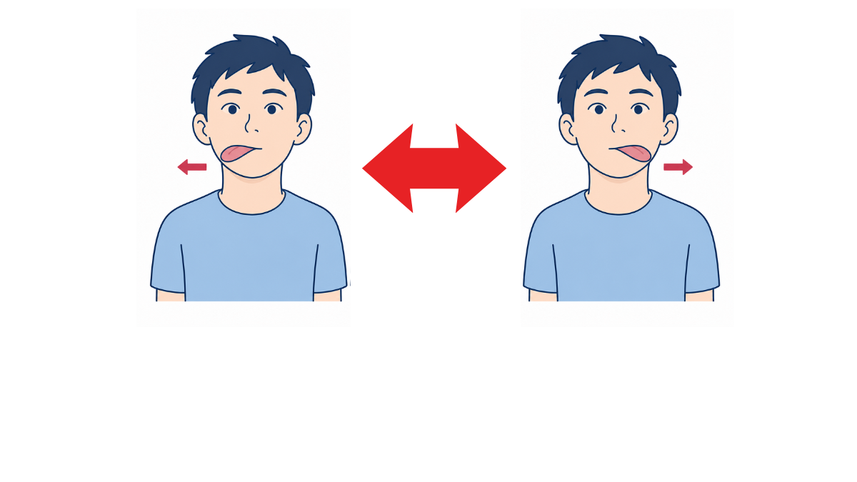 舌を左右に動かす運動のイラスト(文字なし)|舌先を左右へ交互に動かす口腔体操です