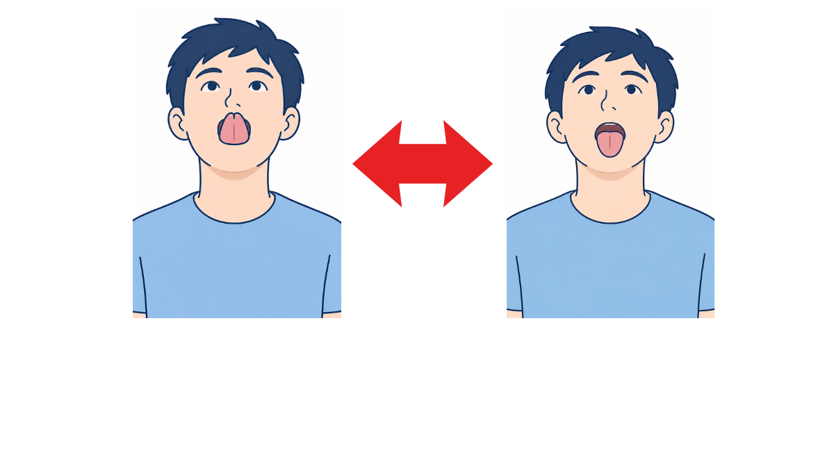 舌を上下に動かす運動のイラスト(文字なし)|舌先を上下へ交互に動かす口腔体操です