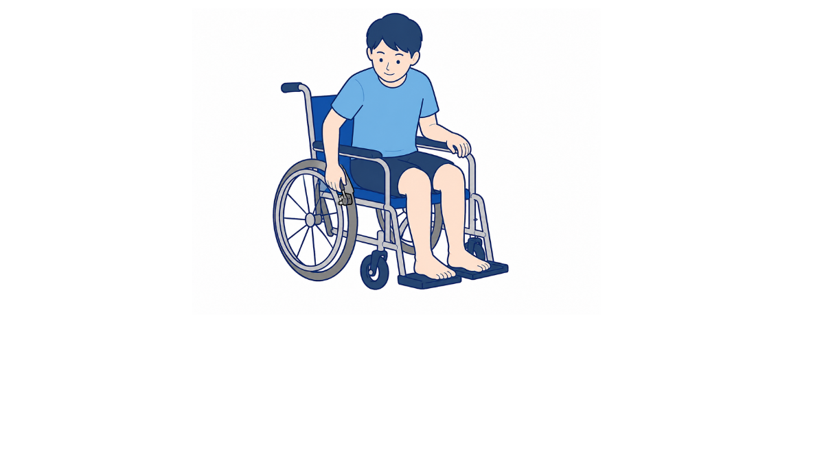 車椅子のブレーキ操作のイラスト(文字なし)|車椅子のブレーキ操作を示すイラストです