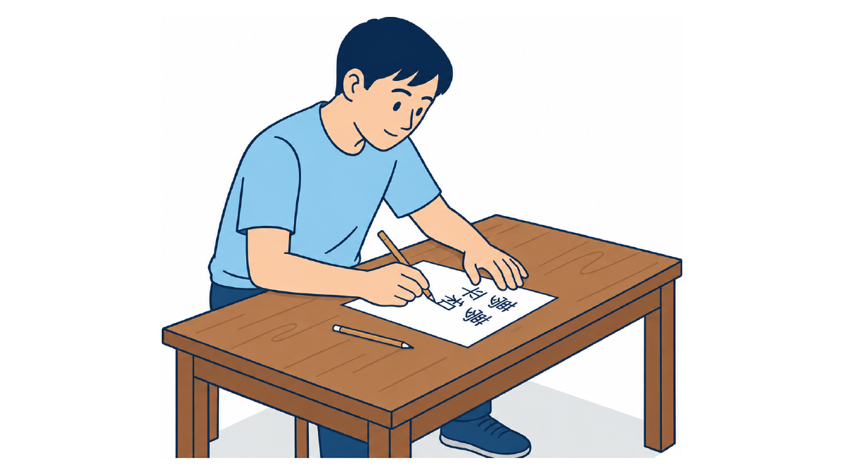 書字訓練②のイラスト(文字なし)|書字訓練の応用編として、より実用的な書字動作を練習するイラストです