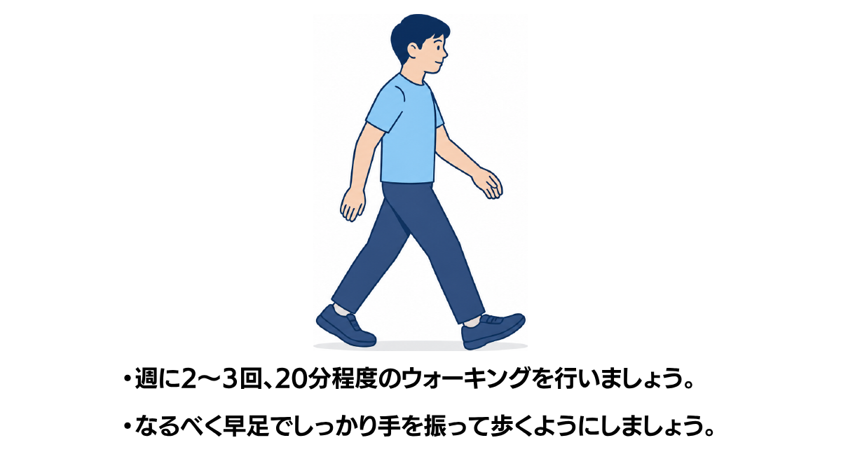 ウォーキングのイラスト(説明文つき)|正しい姿勢でのウォーキングフォームを示すイラストです