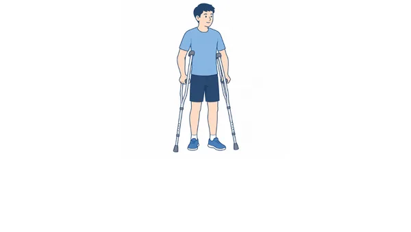 松葉杖の使い方のイラスト(文字なし)|松葉杖の使い方を説明する福祉用具・自助具のイラストです