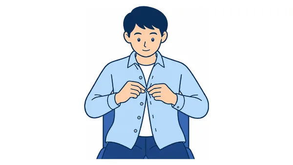ボタンの留め外しのイラスト(文字なし)|衣服のボタンを留め外しする手指動作のイラストです