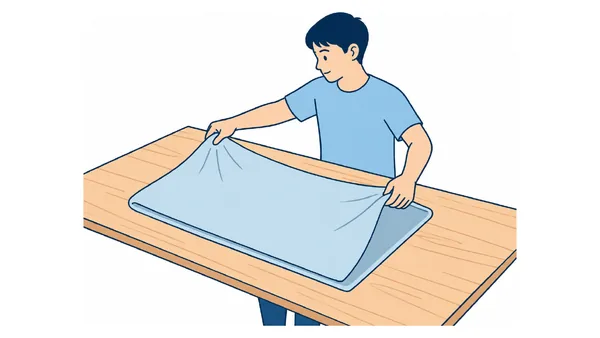 両手でタオルを畳むのイラスト(文字なし)|両手を使ってタオルを畳む作業療法的ADL訓練です