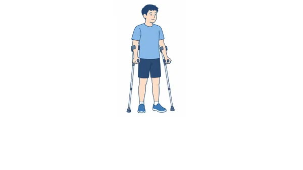 ロフストランドクラッチの使い方のイラスト（文字なし）｜ロフストランドクラッチの使い方を説明する福祉用具・自助具のイラストです