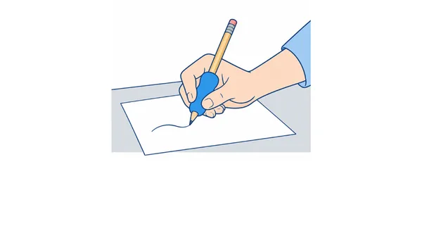 筆記具用グリップの使い方のイラスト（文字なし）｜筆記具用グリップの使い方を説明する福祉用具・自助具のイラストです