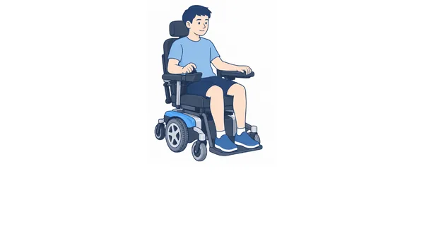 電動車いすの使い方のイラスト（文字なし）｜電動車いすの使い方を説明する福祉用具・自助具のイラストです