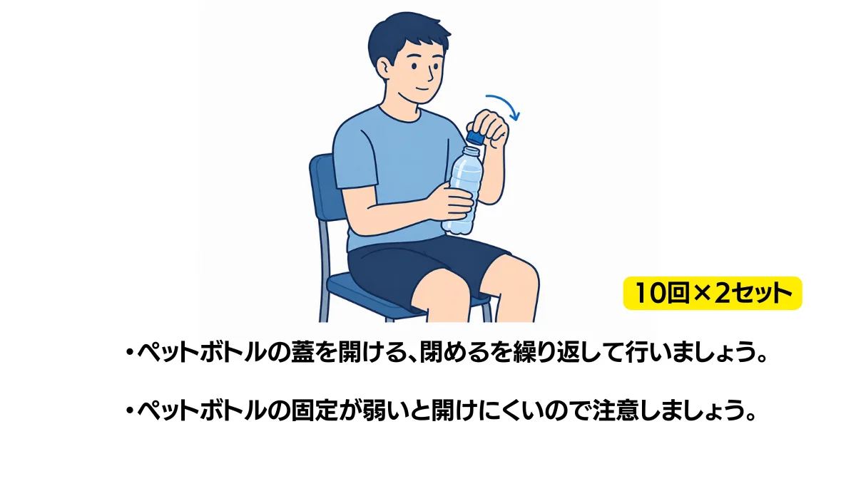 自主トレ素材庫Plusに収録されている「ペットボトルのふた開閉」の実物スライド