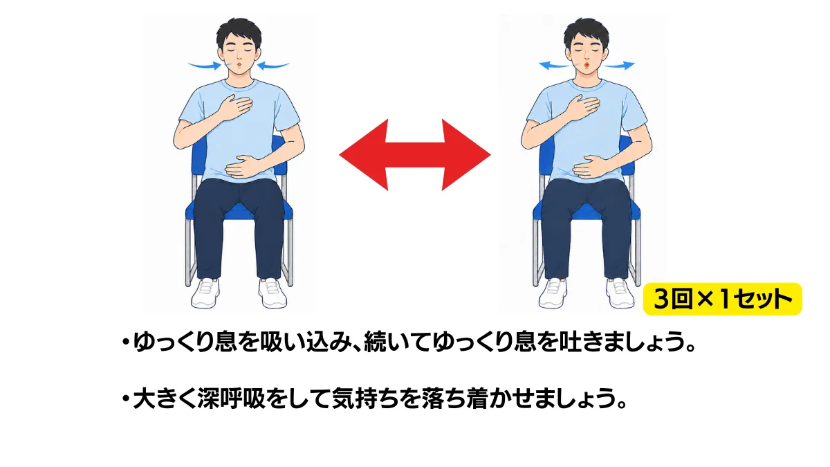 自主トレ素材庫Plusに収録されている「深呼吸」の実物スライド