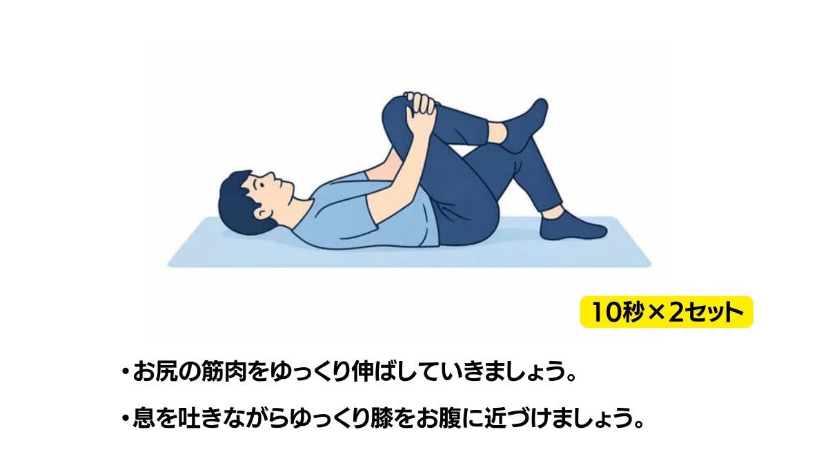自主トレ素材庫Plusに収録されている「膝抱え（片膝）」の実物スライド