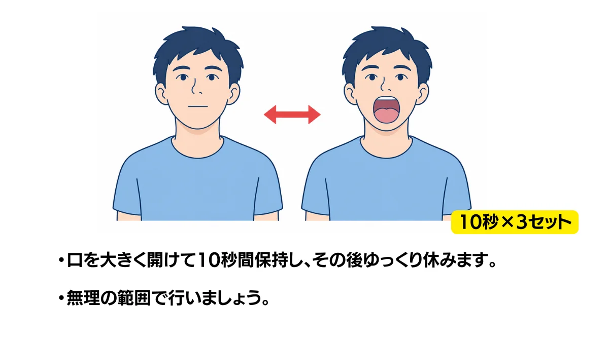 自主トレ素材庫Plusに収録されている「口を開けて保つ運動」の実物スライド