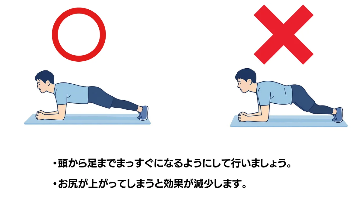 自主トレ素材庫Plusに収録されている「プランクの良い例・悪い例」の実物スライド
