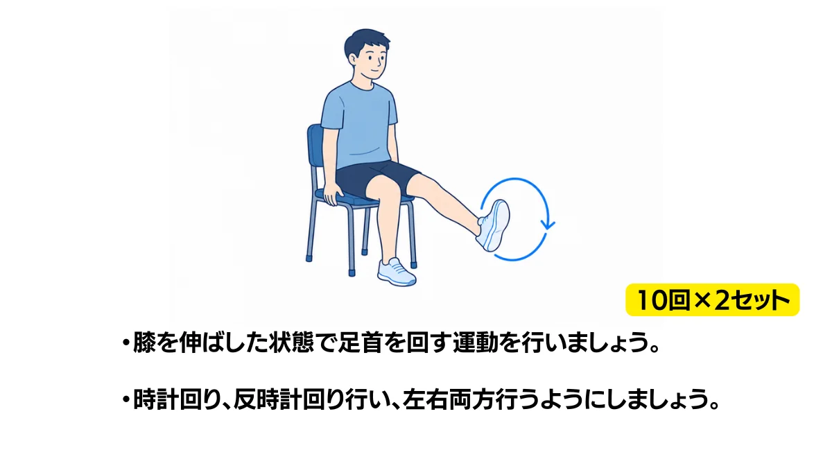 自主トレ素材庫Plusに収録されている「膝を伸ばした足首回し」の実物スライド