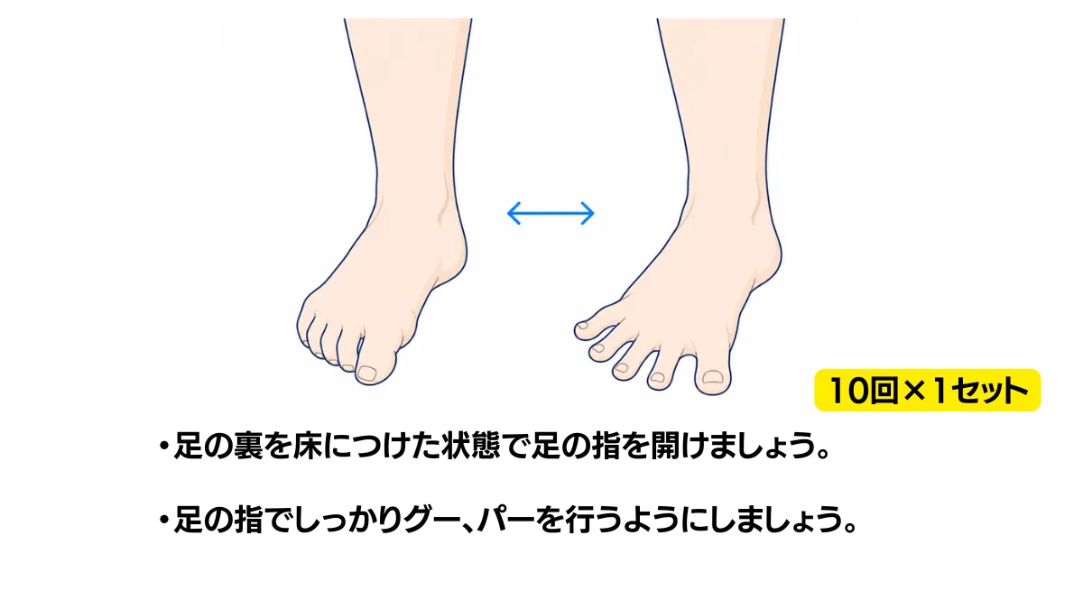 自主トレ素材庫Plusに収録されている「足指のグーパー運動」の実物スライド