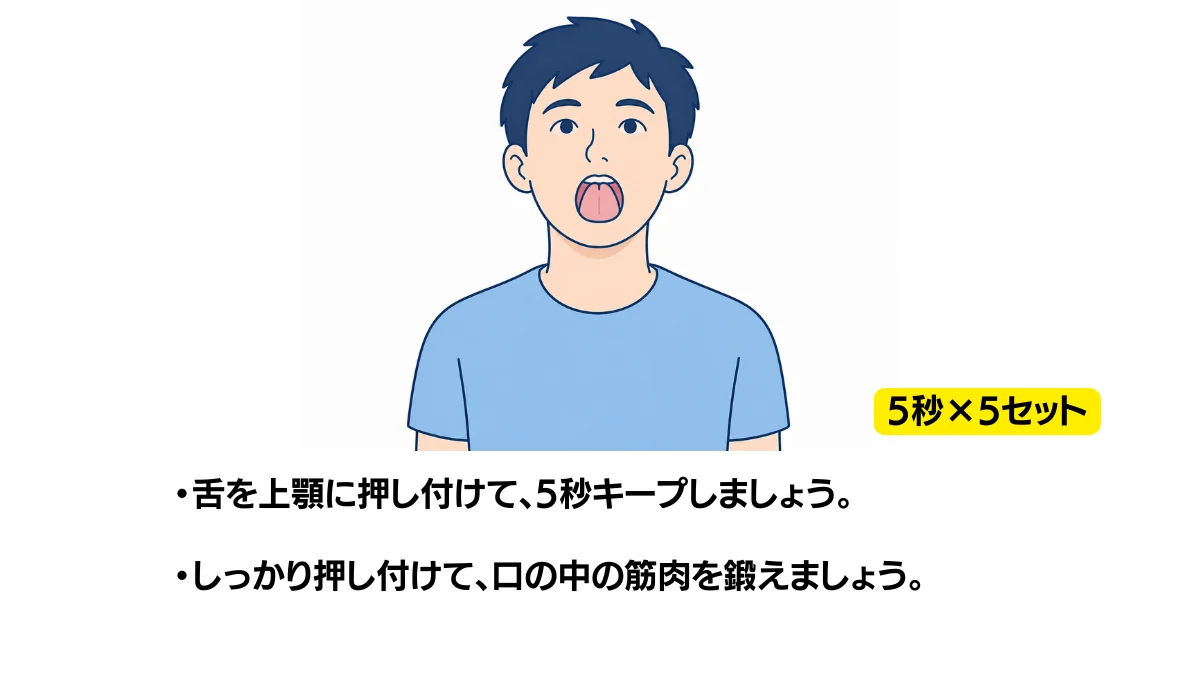 自主トレ素材庫Plusに収録されている「舌を上あごにつける運動」の実物スライド