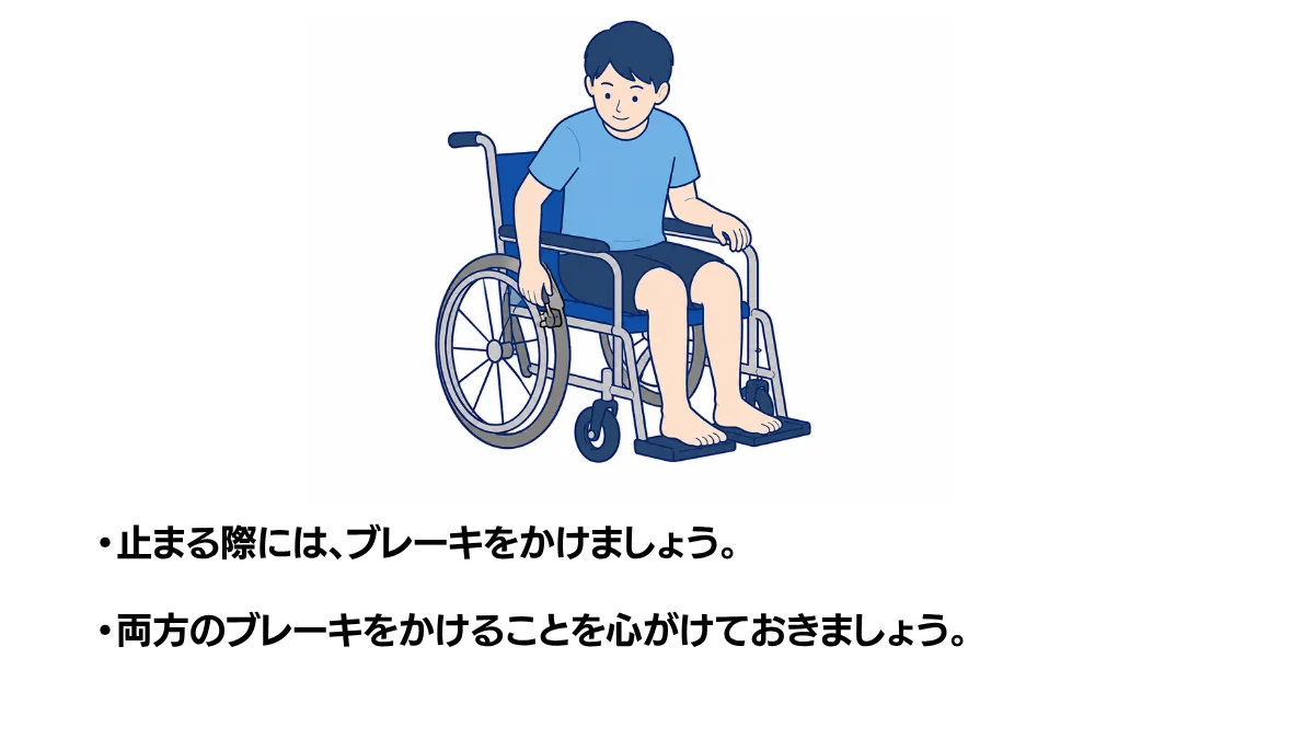 自主トレ素材庫Plusに収録されている「車椅子のブレーキ操作」の実物スライド