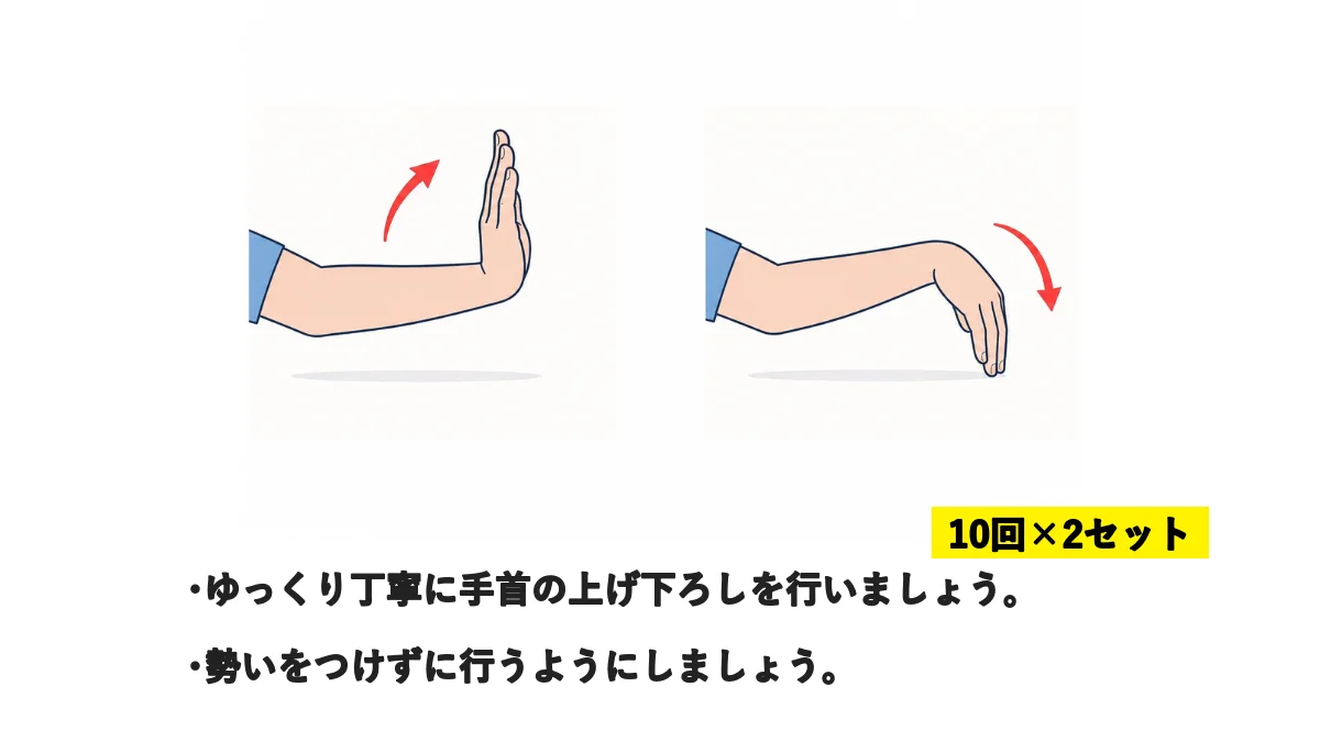 自主トレ素材庫Plusに収録されている「手首の曲げ伸ばし」の実物スライド