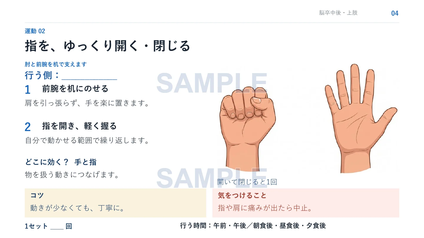 脳卒中後・上肢編の本文見本（透かし入り）