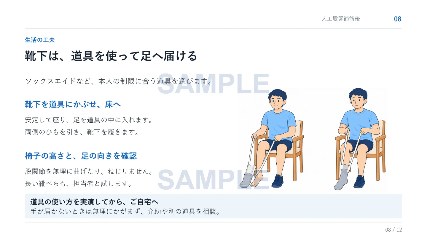 疾患別 自主トレPowerPoint 9本セット①に収録されている生活の工夫の資料見本